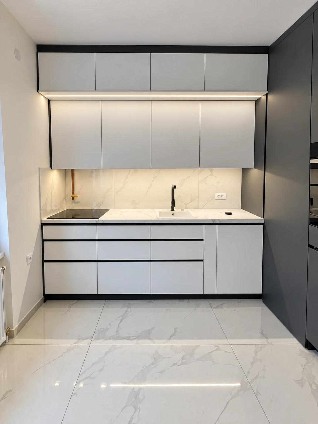 Work area with hob and sink