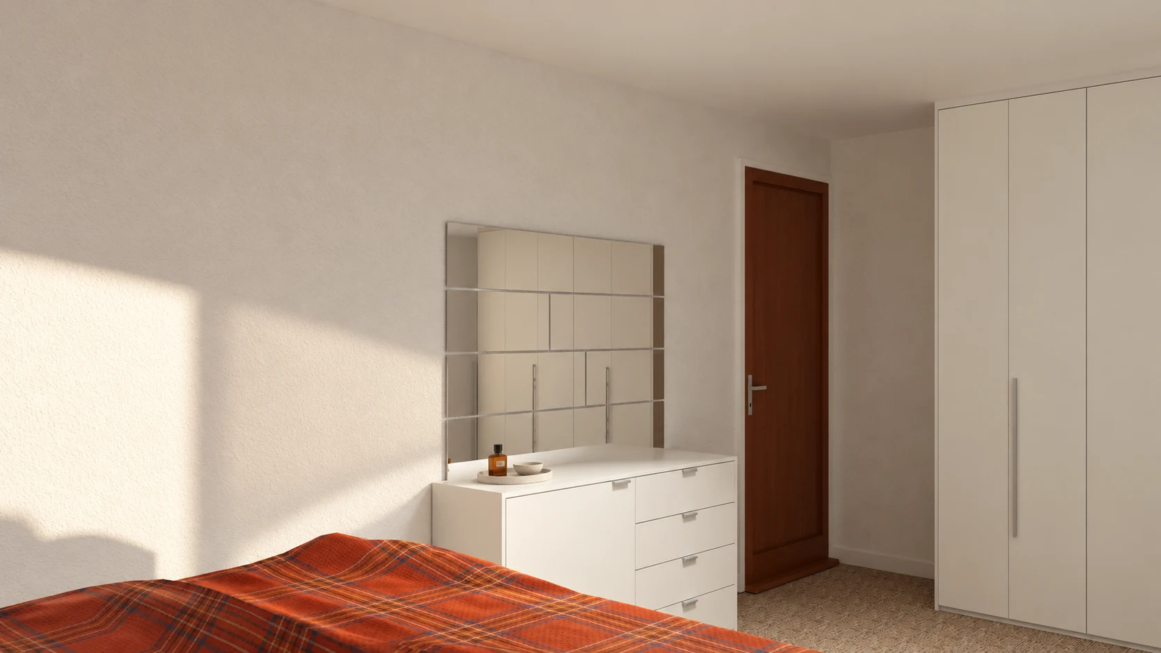 Bedroom dresser with a mirror