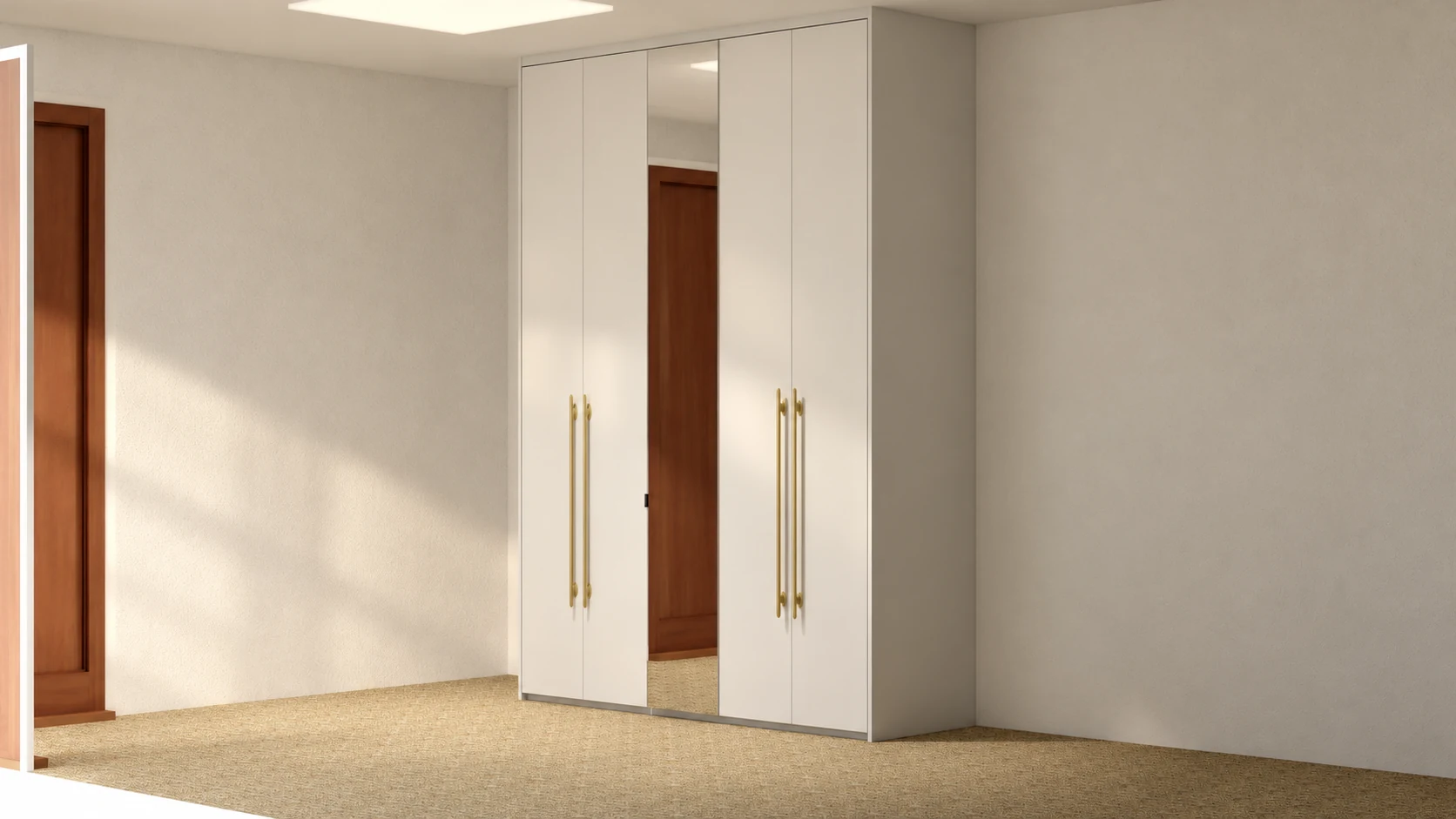 Wardrobe with a central mirror